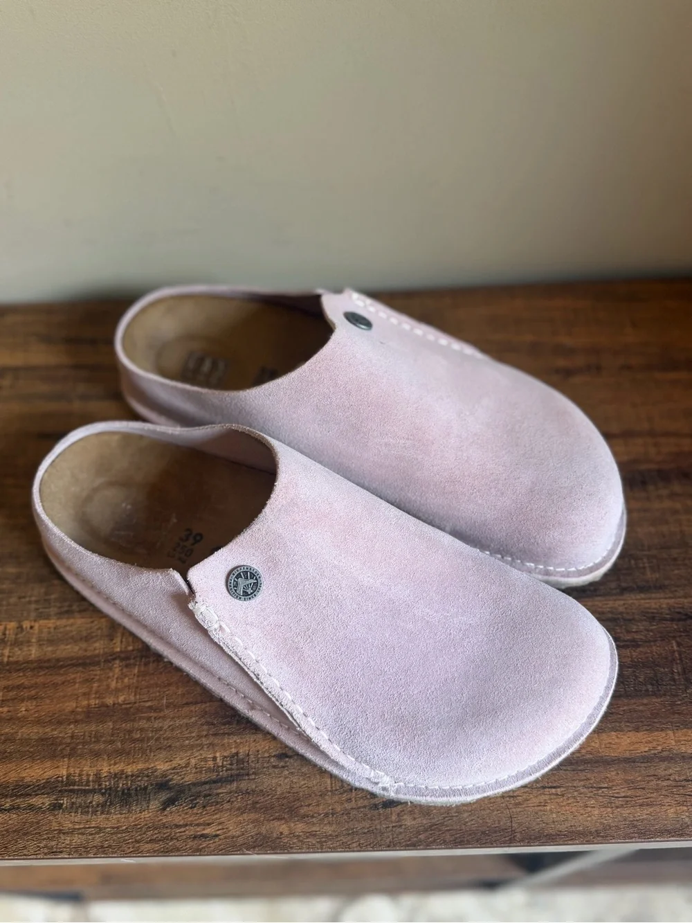 Birkenstock Zermatt Premium Suede Leather Clogs 39 Pale pink